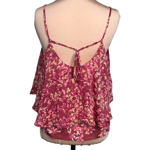 Express Burgundy Floral Spaghetti Strap Tank Top - Picture 4 of 7